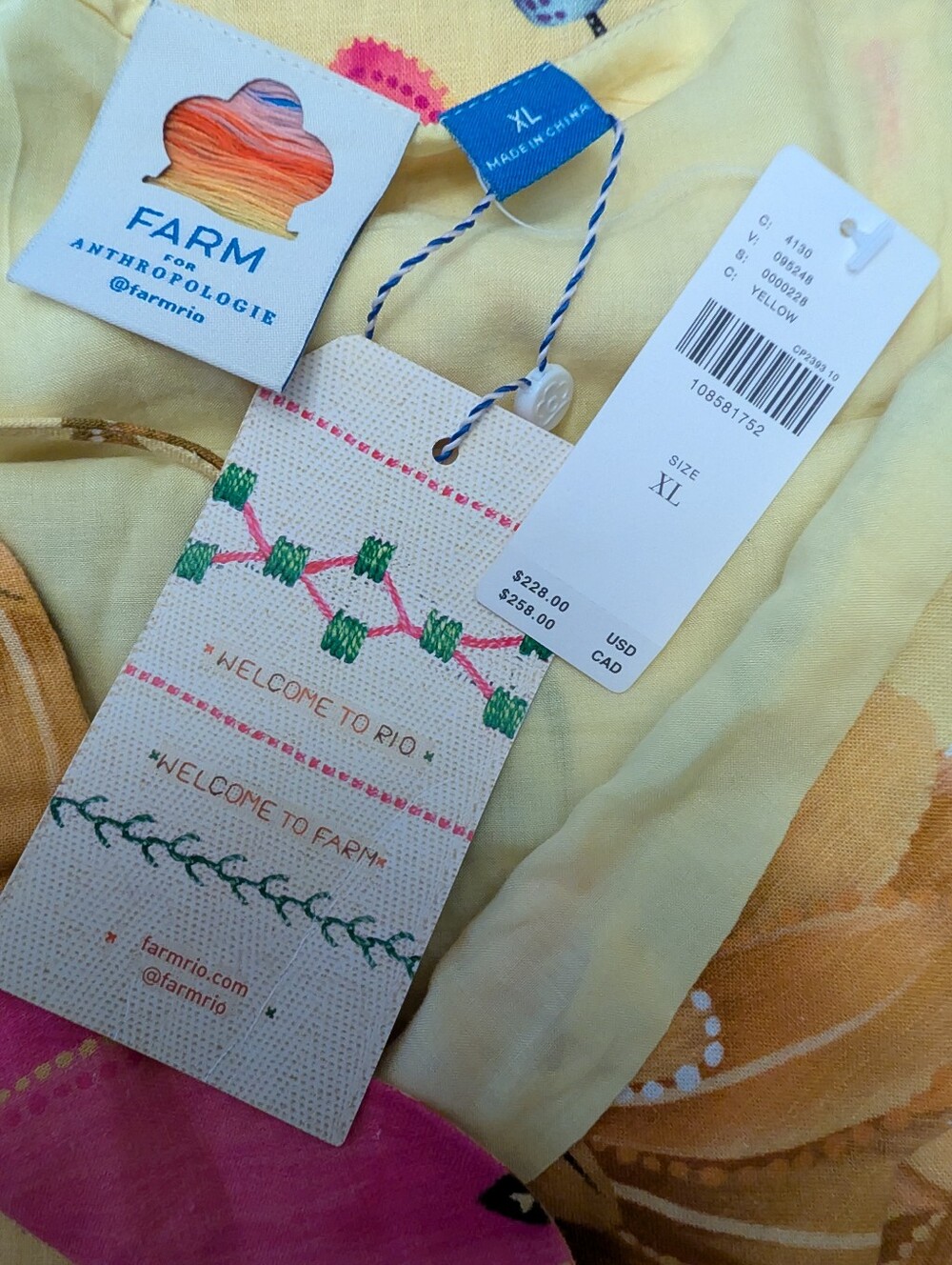 NEW Farm Rio For Anthropologie Yellow Floral Scalloped Neck DropWaist Midi Dress - Picture 2 of 15